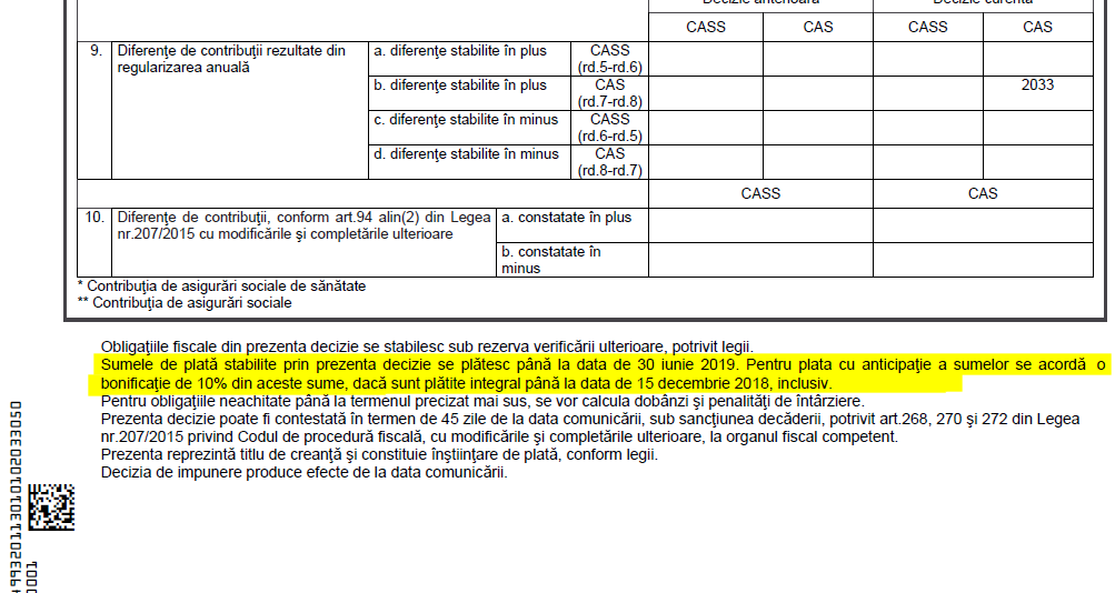 Bonificație de 10% ANAF pentru plata anticipată